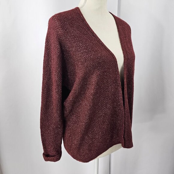 Pink Clover Women's Burgundy Open Front Rolled Cuff Cardigan Size SP NWT - Picture 5 of 16